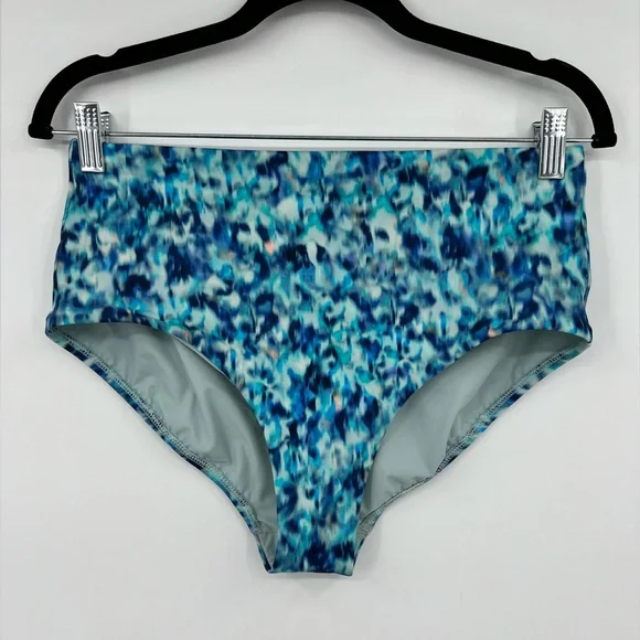 🆕 NWOT Athleta High Waist Swim Bottom Bikini Dark Lapis Blue Print Size Medium - Picture 7 of 14